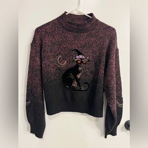 Women’s size small Cosmic Aura Witch Cat Gradient Mock Neck Sweater Hot Topic